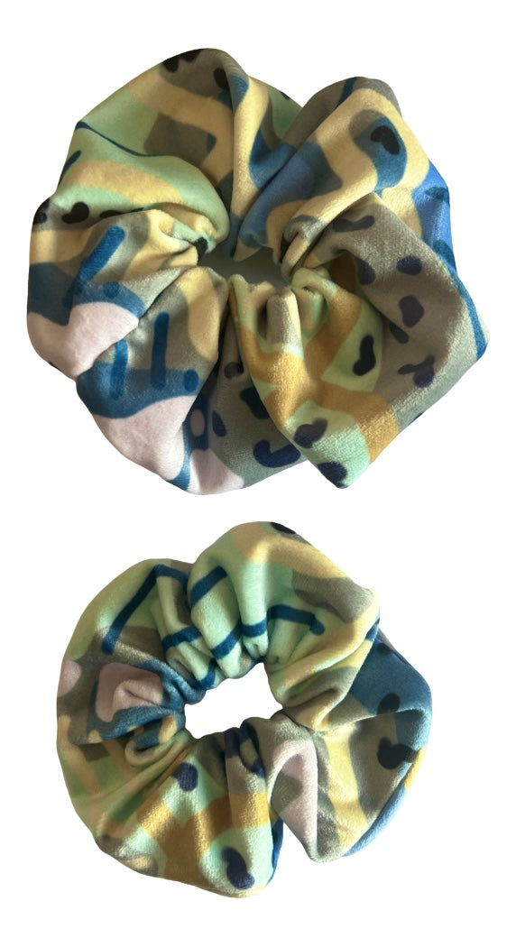 Clear Blue Skies Velvet Scrunchie