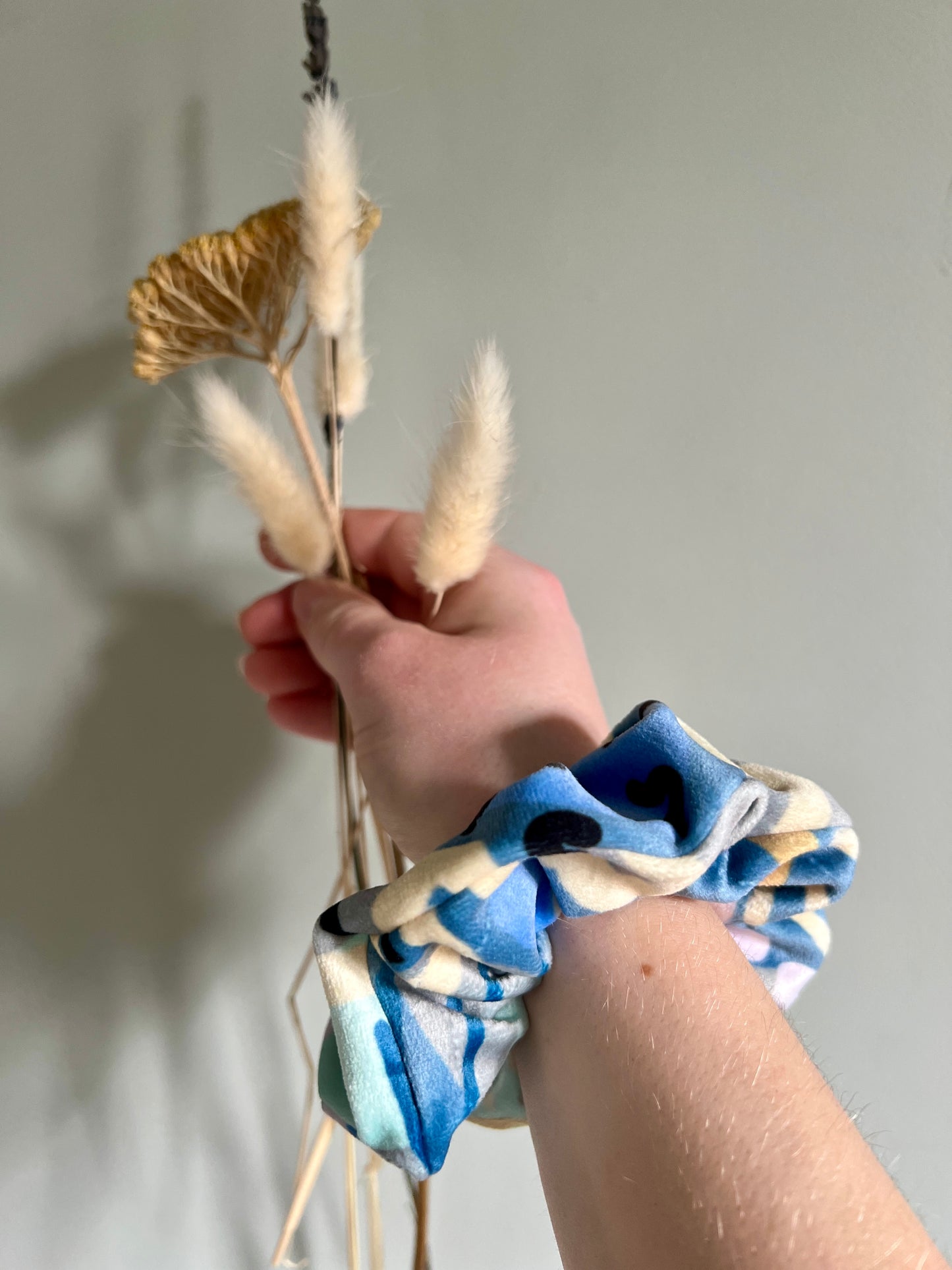Clear Blue Skies Velvet Scrunchie