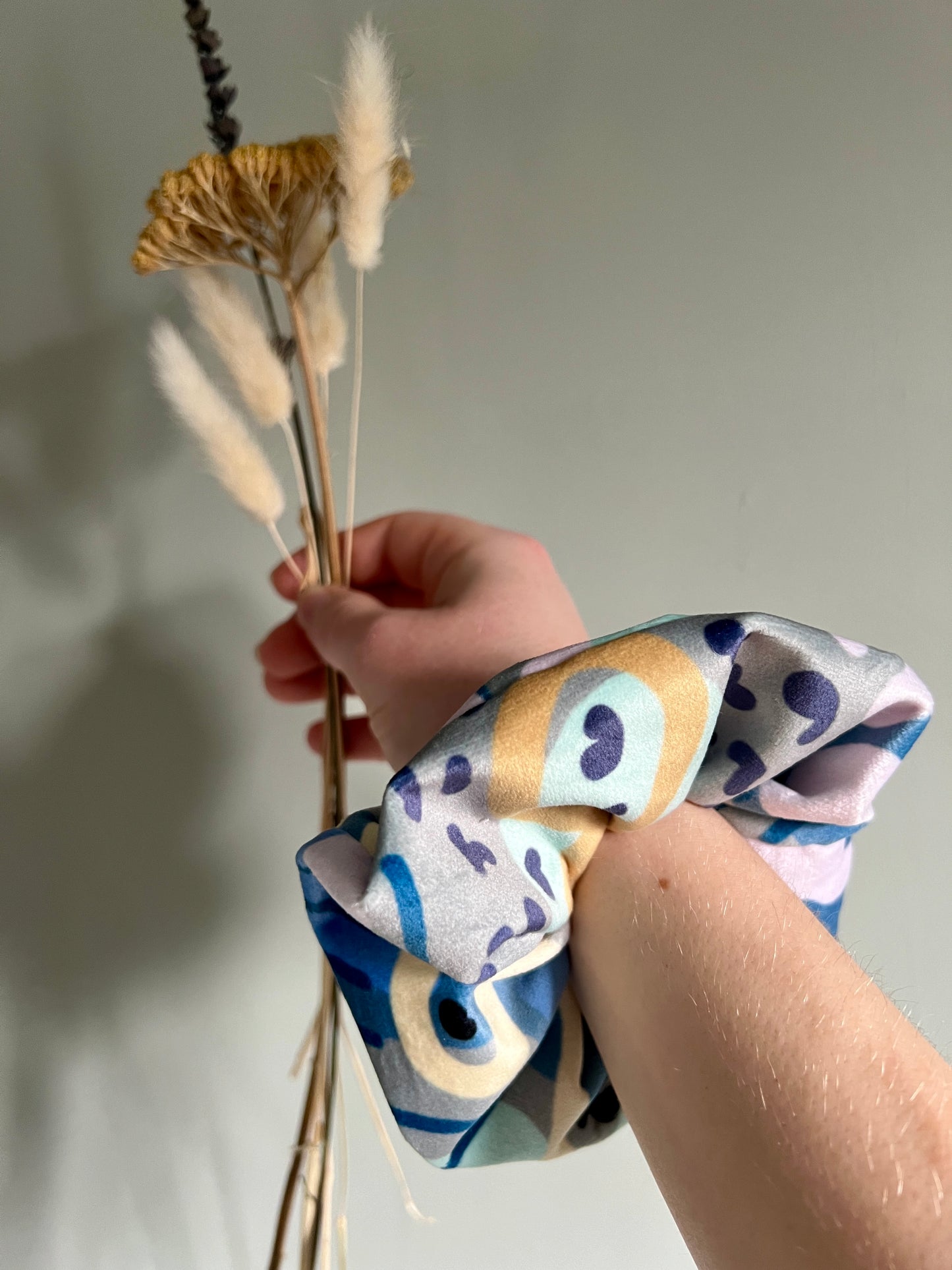 Clear Blue Skies Velvet Scrunchie