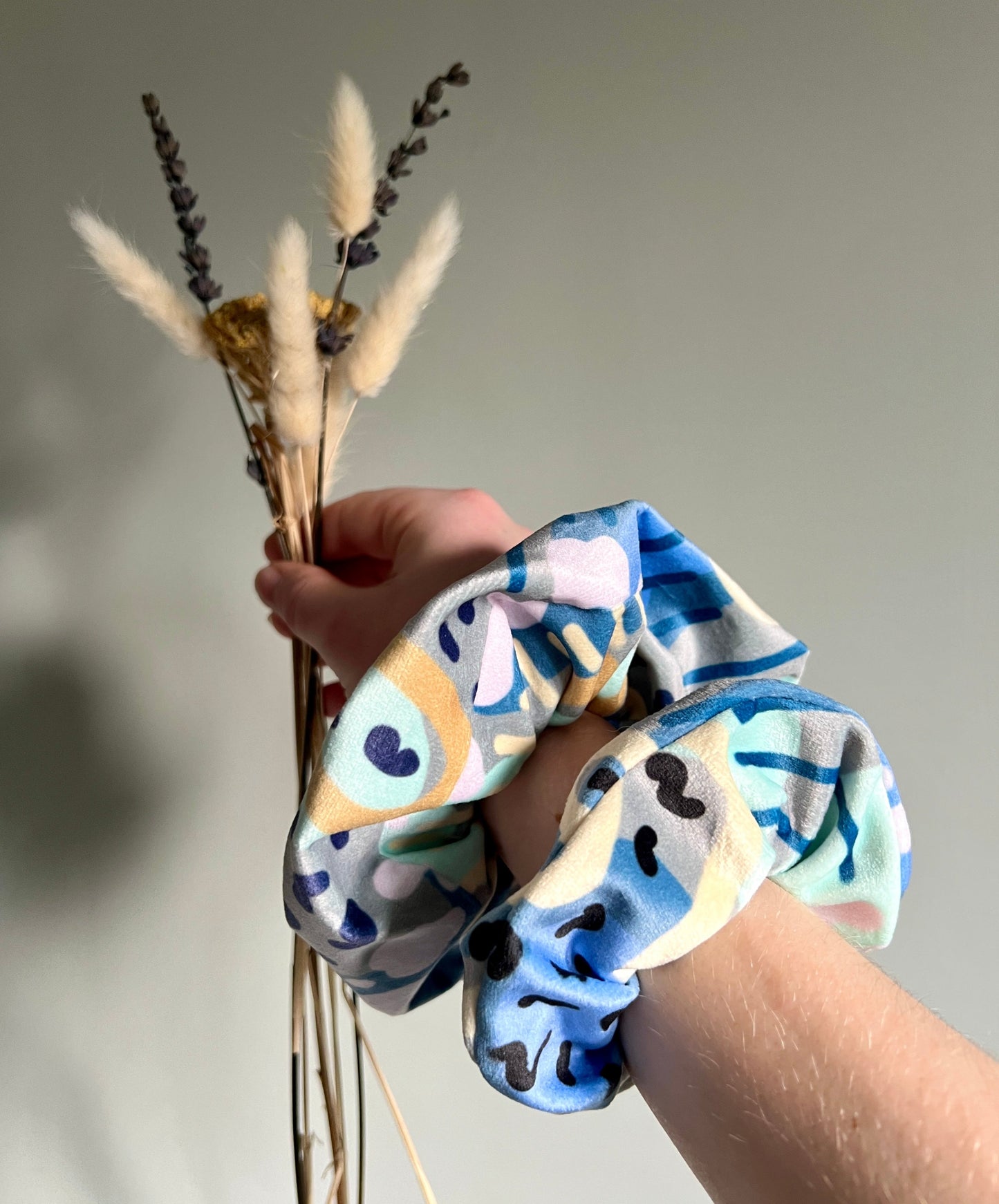 Clear Blue Skies Velvet Scrunchie